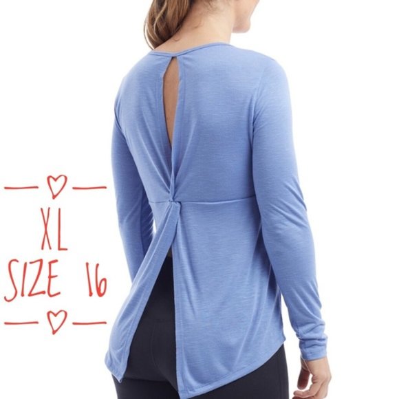 Balance Collection Tops - Colony Blue Evy Long-Sleeve Slit-Back Top XL
